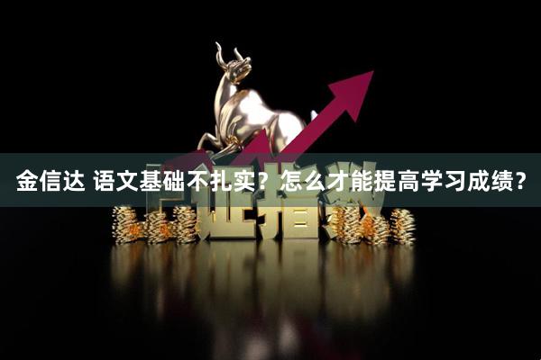 金信达 语文基础不扎实？怎么才能提高学习成绩？