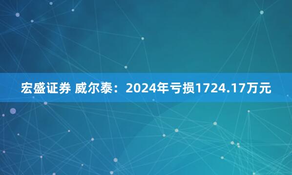 宏盛证券 威尔泰：2024年亏损1724.17万元